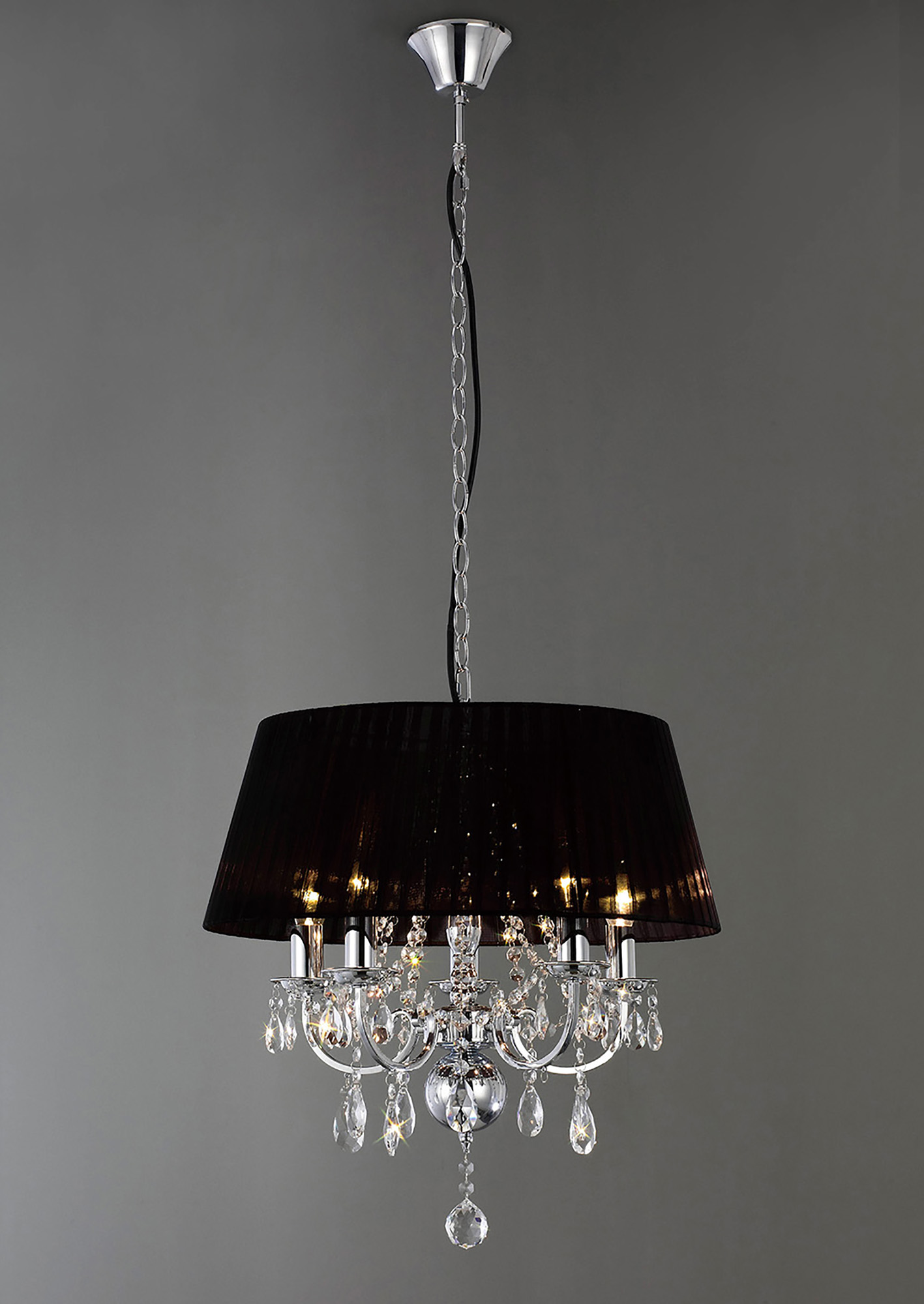 Olivia Polished Chrome-Black Crystal Ceiling Lights Diyas Shaded Crystal Fittings Olivia Polished Chrome-Black Crystal Ceiling Lights Diyas Shaded Crystal Fittings